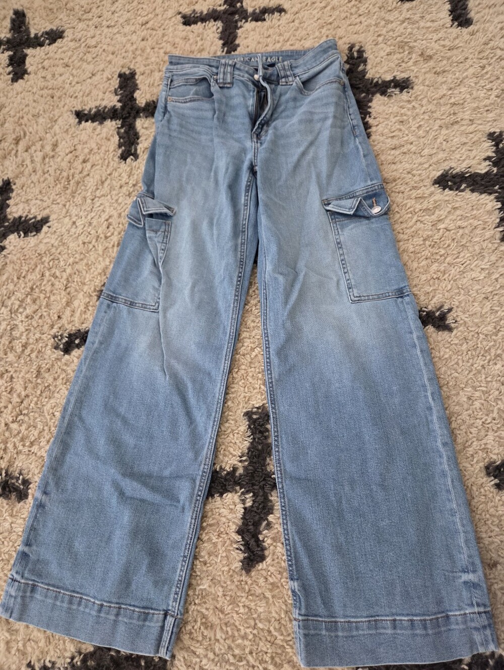 American Eagle Outfitters Light Blue Wide Leg Cargo Jeans